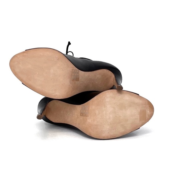 Elie Tahari Orin Heeled Booties Size 6.5 Black Leather Peep Toe Laced EUC - Picture 8 of 13